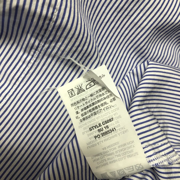 JCrew Blue Stripe Button-up Blouse Size 00 - Picture 9 of 10